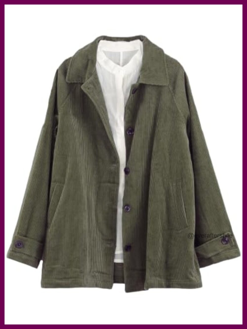 Women's Corduroy Button Down Jacket Long Sleeve Loose Fit with Pockets